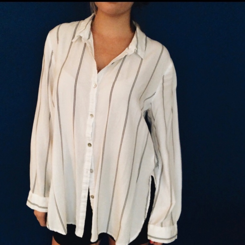 Striped button down top, Sz M